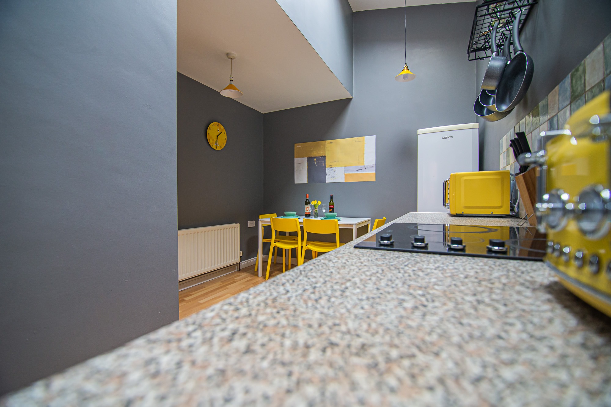 Kitchen counter looking towards the dining area